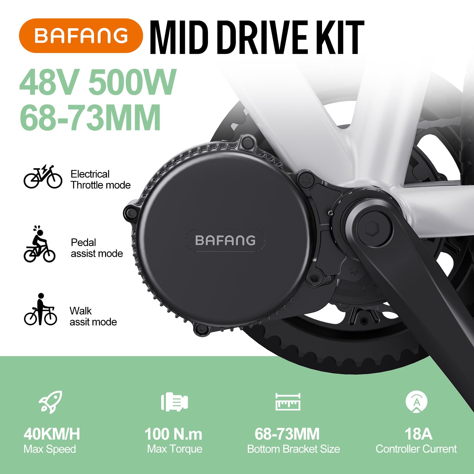 BAFANG BBS02B Mid Drive Kit 48V 500W Mid Motor Ebike Conversion